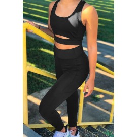 Black Two-piece Cut out Bra and Leggings Sports Wear