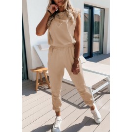 Apricot Casual Knitted Sleeveless and Pants Set