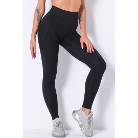 Black High Rise Fitness Yoga Pants with Side Pockets