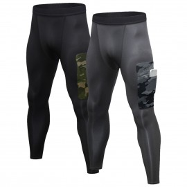 2 Pack Men Pants Quick Dry Sports Fitness Workout Running Jogging Baselayer Leggings Tights