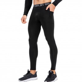 Men Sport Pants Fleece Warm Bodycon Stretchy Moisture-wicking Pocket Running Workout Sportswear